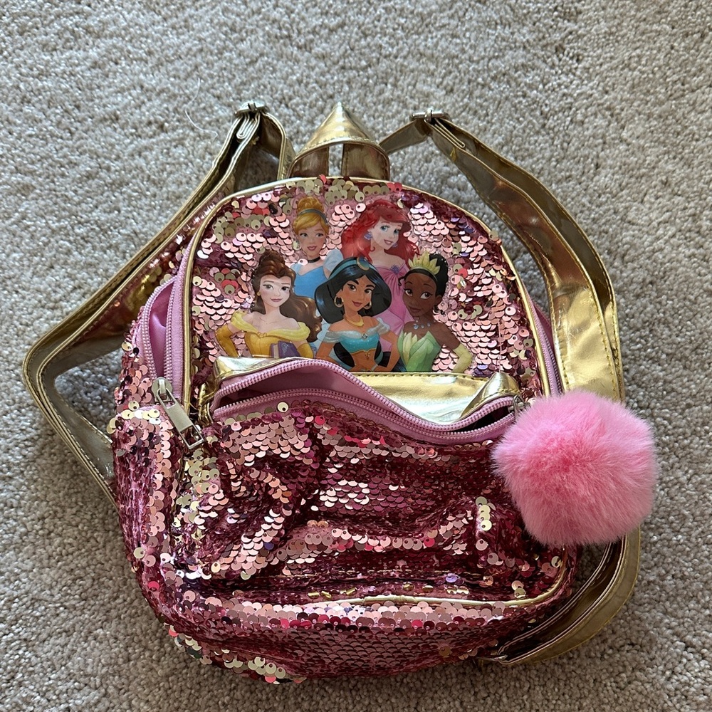 Disney Princess Pink and Gold Sequin Backpack